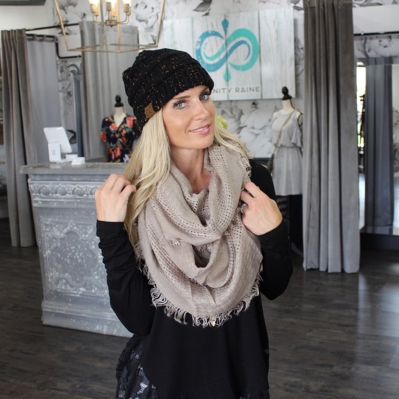 Infinity Raine Accessories - LAST ONE! Khaki Soft Fringe Infinity Scarf